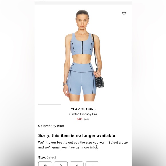 Year of Ours Blue Stretch Lindsey Bra and Shorts Set XS - worn ONCE - clean - Picture 3 of 14